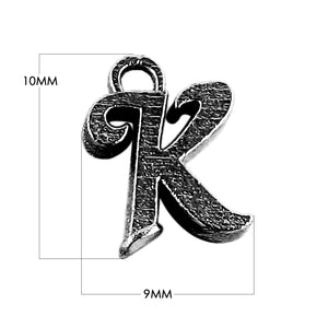 CR-483 Black Rhodium Overlay Alphabet 'K' Charm Beads Bali Designs Inc
