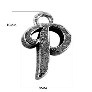 CR-488 Black Rhodium Overlay Alphabet 'P' Charm Beads Bali Designs Inc