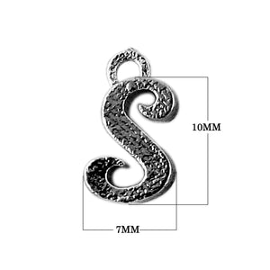 CR-491 Black Rhodium Overlay Alphabet 'S' Charm Beads Bali Designs Inc