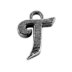 CR-492 Black Rhodium Overlay Alphabet 'T' Charm Beads Bali Designs Inc