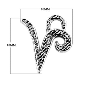 CR-494 Black Rhodium Overlay Alphabet 'V' Charm Beads Bali Designs Inc