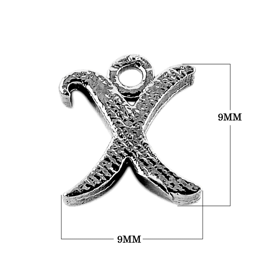 CR-496 Black Rhodium Overlay Alphabet 'X' Charm Beads Bali Designs Inc 