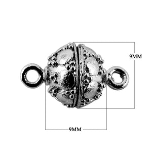 CR-501 Black Rhodium Overlay Ball Shape Designer Magnetic Clasps Beads Bali Designs Inc