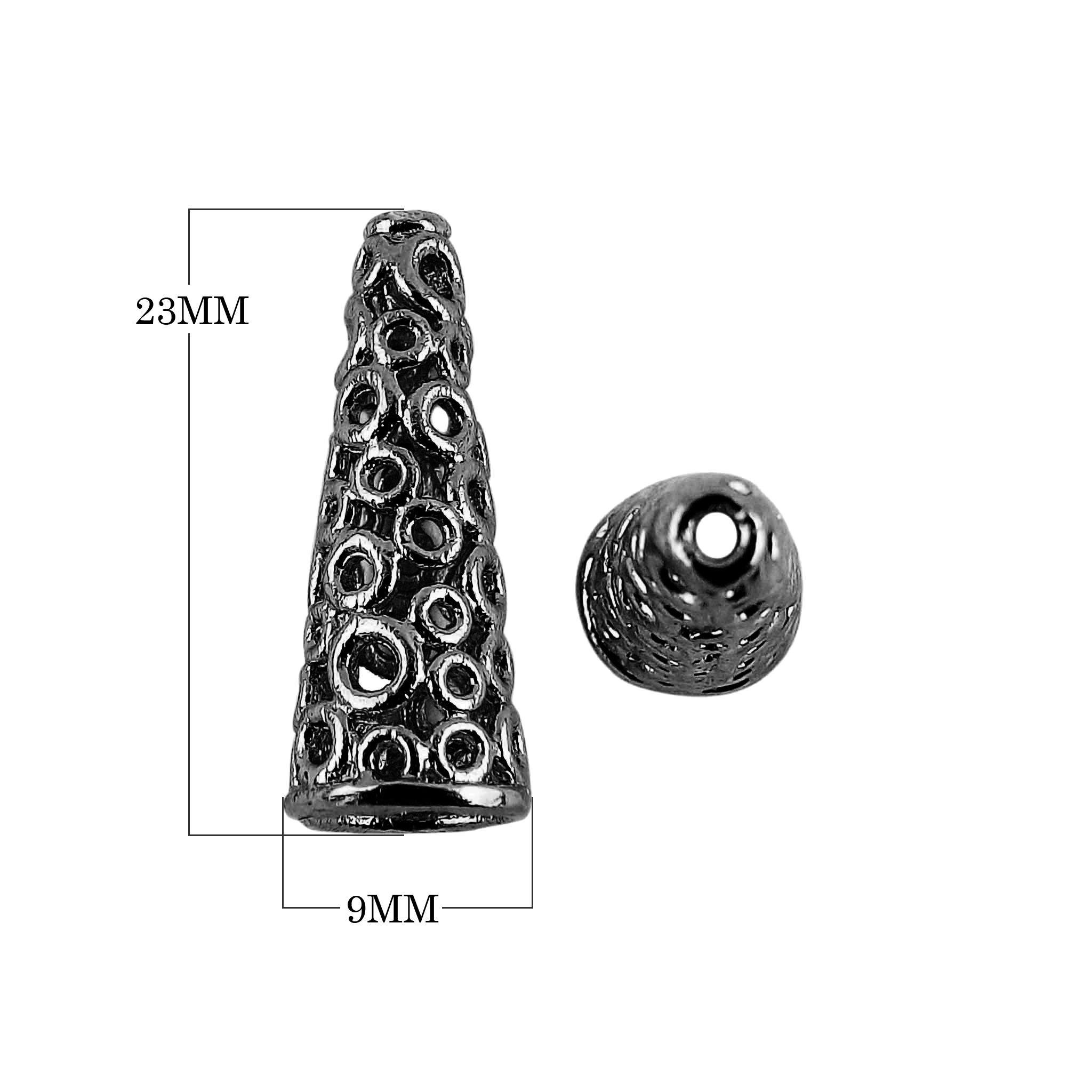 CR-503 Black Rhodium Overlay Cone Beads Bali Designs Inc