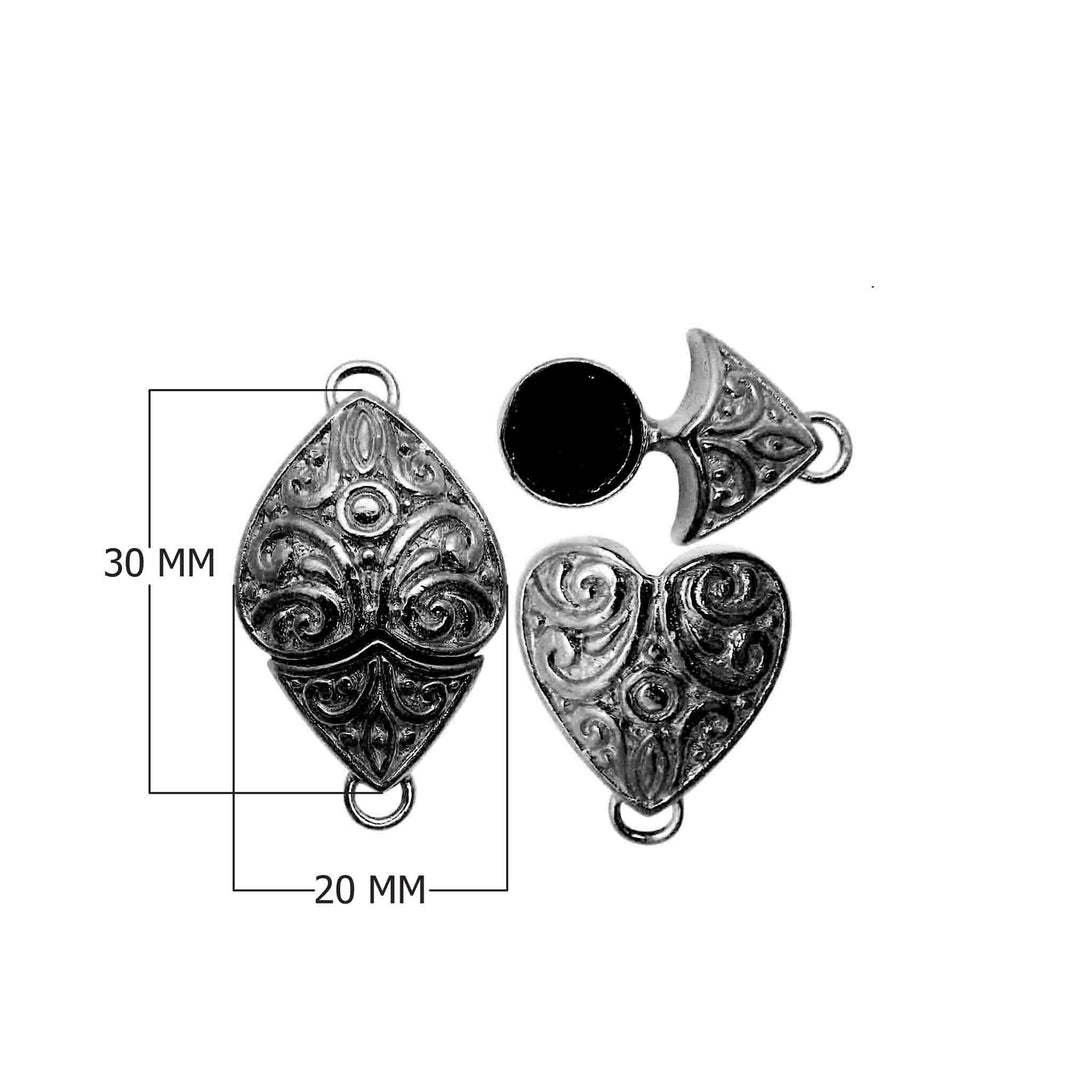 CR-507 Black Rhodium Overlay Designer Heart Shape Magnetic Clasps Beads Bali Designs Inc 