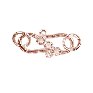 Rose Gold Overlay Over Copper “S” hook clasp with polished finish supplied in sets, designed for wholesale jewelry manufacturing and secure professional fastening applications