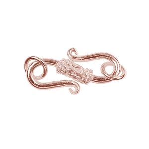Rose Gold Overlay Over Copper decorative “S” hook clasp with polished finish supplied in pairs, designed for wholesale jewelry manufacturing and secure professional fastening use