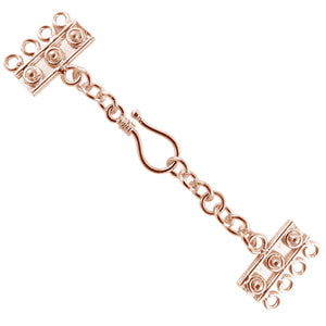 Rose gold overlay over copper multi strand clasp with four holes designed for wholesale buyers, ideal for bulk layered jewelry manufacturing and professional production use