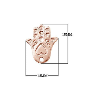 Wholesale Rose Gold Overlay Over Copper Bead Cap featuring Hamsa Hand of Fatima design, handcrafted in India for jewelry supplies.