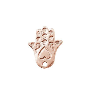Wholesale Rose Gold Overlay Over Copper Bead Cap featuring Hamsa Hand of Fatima design, handcrafted in India for jewelry supplies.