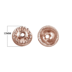 Rose gold overlay over copper bead cap Bali style handcrafted in India jewelry finding