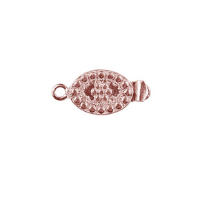 Raised dot oval rose gold overlay over copper single hole multi strand clasp handcrafted in India