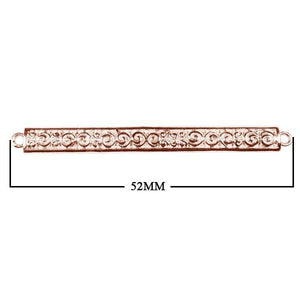 Rose Gold Overlay Over Copper bar connector with Bali-style engraved scrollwork handcrafted in India for wholesale jewelry making
