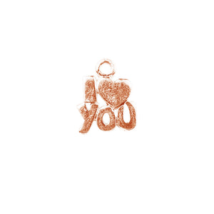Rose Gold Overlay Over Copper I love you charm with heart detail handcrafted in India for wholesale jewelry making