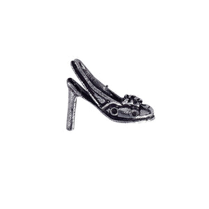 Silver overlay high heel shoe charm handcrafted in India for wholesale jewelry manufacturing