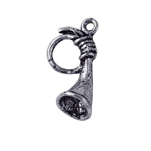 Silver overlay over copper horn charm handcrafted in India for wholesale jewelry manufacturing