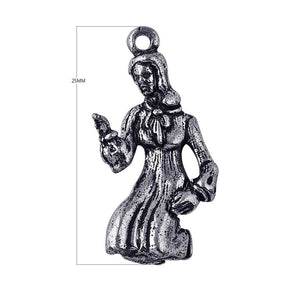 Silver overlay over copper woman figurine charm handcrafted in India for wholesale jewelry manufacturing