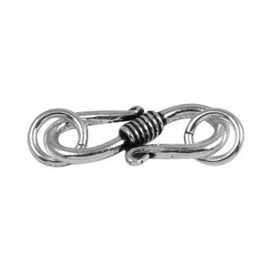 Silver overlay over copper hook handcrafted in India with double loop and central coil design