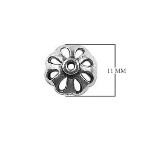 Antique silver overlay over copper bead cap handcrafted in India for wholesale jewelry making