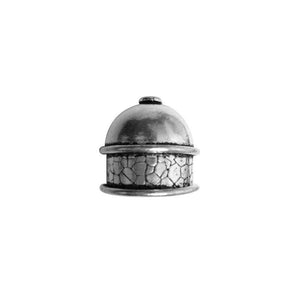 Silver Overlay Over Copper dome end cap handcrafted in India with oxidized finish and textured band detail.