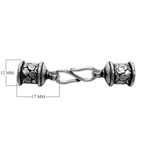 Silver Overlay Over Copper floral hook end cap set handcrafted in India with oxidized antique finish.