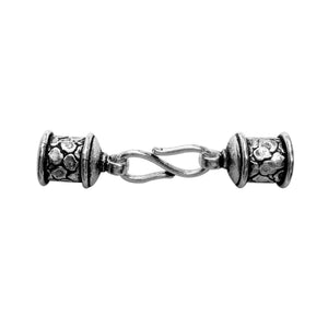 Silver Overlay Over Copper floral hook end cap set handcrafted in India with oxidized antique finish.