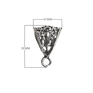 Handcrafted Silver Overlay Over Copper vintage triangular filigree pendant bail made in India with bead-edge detailing