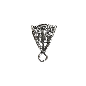 Handcrafted Silver Overlay Over Copper vintage triangular filigree pendant bail made in India with bead-edge detailing