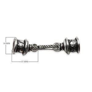 Handcrafted Silver Overlay End Cap in Silver Overlay Over Copper with ornamental textured cylindrical design, made in India.