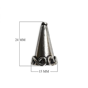 Silver Overlay Over Copper Cone India handcrafted cone with scroll base polished finish 24MM x 15MM wholesale