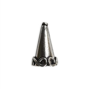 Silver Overlay Over Copper Cone India handcrafted cone with scroll base polished finish 24MM x 15MM wholesale