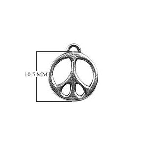 Silver Overlay Over Copper Little Peace Charm India handcrafted round peace symbol charm 10.5MM polished finish pack of 4.