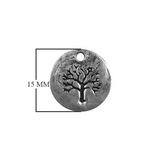 CSF-276 Silver Overlay Natural Charm With Etched Tree Beads Bali Designs Inc
