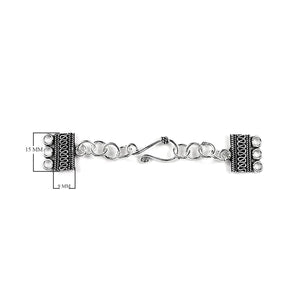 Silver Overlay Over Copper Multi Strand Clasp With 3 Hole India compact rectangular oxidized jewelry connector