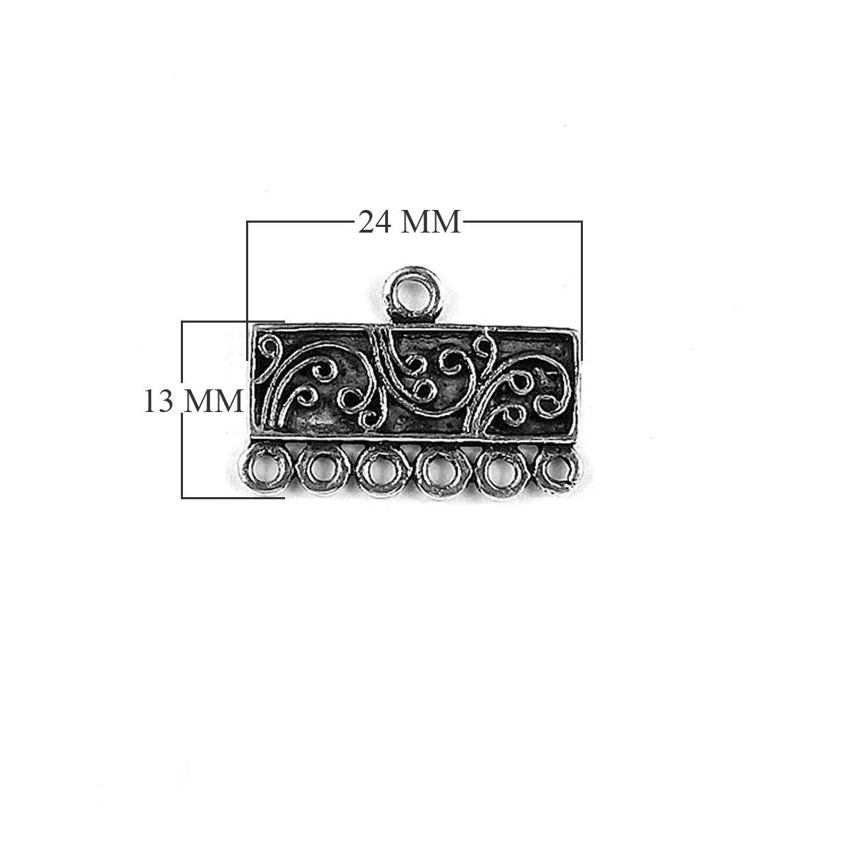 CSF-294-6H Silver Overlay Connectors With 6 Holes Beads Bali Designs Inc