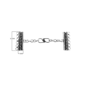 Handcrafted Silver Overlay Over Copper multi strand clasp with 6 holes and antique oxidized finish, made in India.