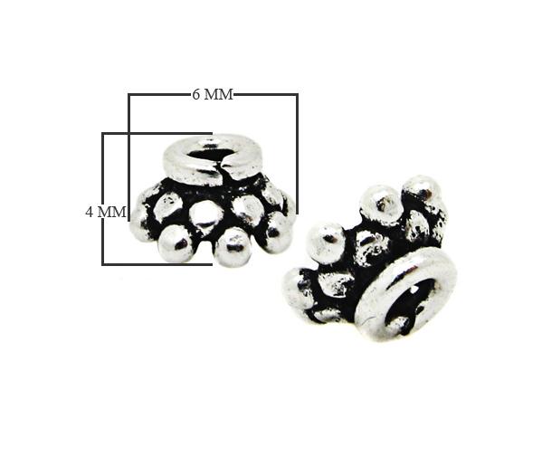 CSF-334-6X4MM Silver Overlay Bead Cap Beads Bali Designs Inc
