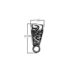Silver Overlay Over Copper scroll engraved Pendant Bail with oxidized detailing handcrafted in India.
