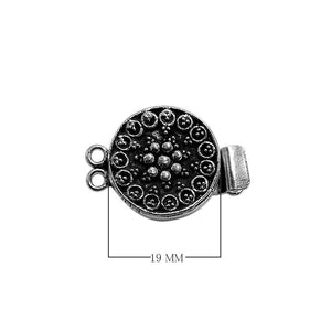Silver Overlay Over Copper Multi Strand Clasp With 2 Hole round beaded design handcrafted in India.