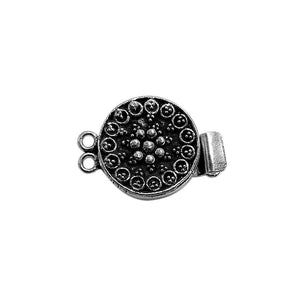 Silver Overlay Over Copper Multi Strand Clasp With 2 Hole round beaded design handcrafted in India.