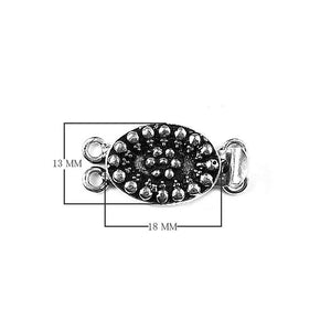 Silver Overlay Over Copper Multi Strand Clasp With 2 Hole handcrafted in India with antique finish and raised floral detailing for wholesale jewelry supply.