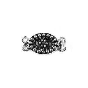 Silver Overlay Over Copper Multi Strand Clasp With 2 Hole handcrafted in India with antique finish and raised floral detailing for wholesale jewelry supply.