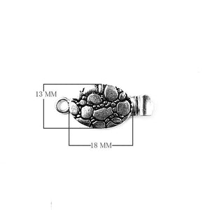 Silver Overlay Over Copper Single Hole Multi Strand Clasp handcrafted in India with pebble textured surface and antique oxidized finish for wholesale jewelry supply.