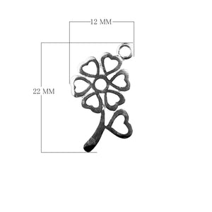 Silver Overlay Over Copper heart flower charm handcrafted in India with openwork heart petals and antique oxidized finish for wholesale jewelry supply.