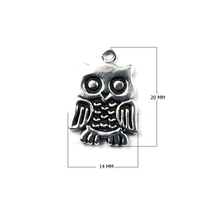 Handcrafted Silver Overlay Over Copper owl charm pendant with oxidized finish made in India.