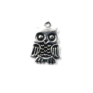 Handcrafted Silver Overlay Over Copper owl charm pendant with oxidized finish made in India.