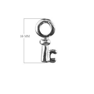 Handcrafted Silver Overlay Over Copper key charm pendant with oxidized finish made in India.