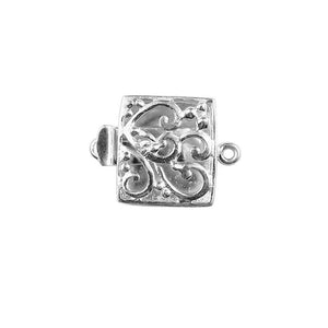 Handcrafted Silver Overlay Over Copper square floral box clasp with oxidized finish made in India.