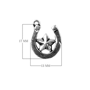 Handcrafted silver overlay horseshoe star charm made of silver overlay over copper with polished finish in India.