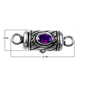 Handcrafted silver overlay oval purple stone connector charm made of silver overlay over copper in India.